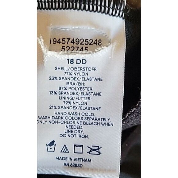 Lands' End Swim Top Black 18 DD Wrap Front Tankini (XL) Solid Underwire S912 - Picture 6 of 7